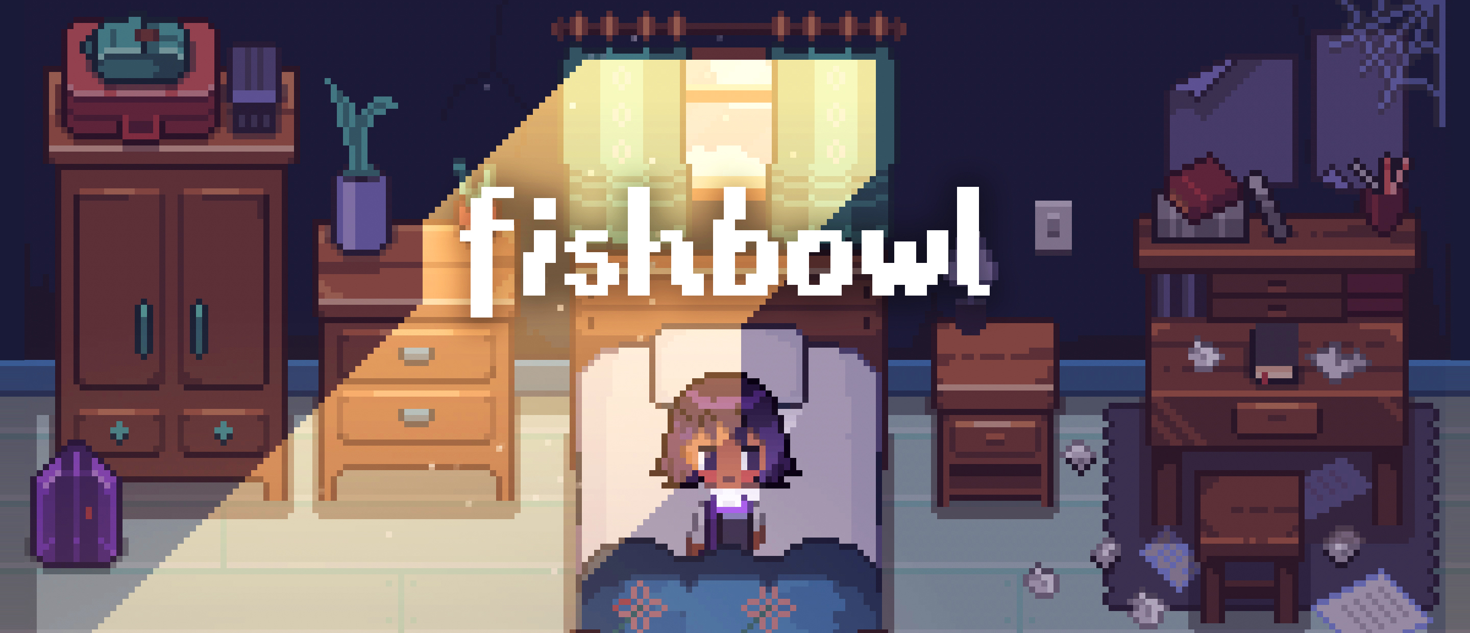 Fishbowl screenshot: Alo in her bedroom